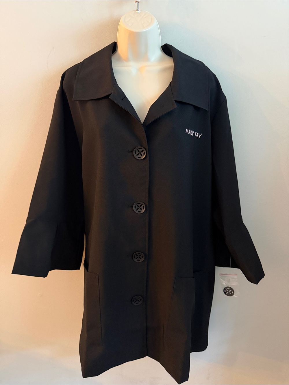Mary Kay Black Button-Front Blazer Coat